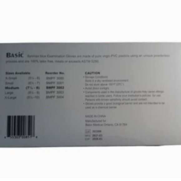 Basic Vinyl Synmax Exam Gloves 300 gloves MEDIUM BMPF3002 latex free - Picture 4 of 5
